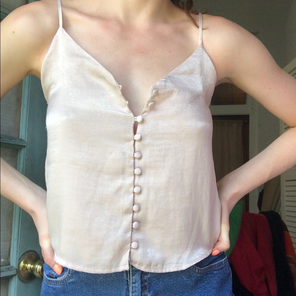 Brandy satin button up cami top